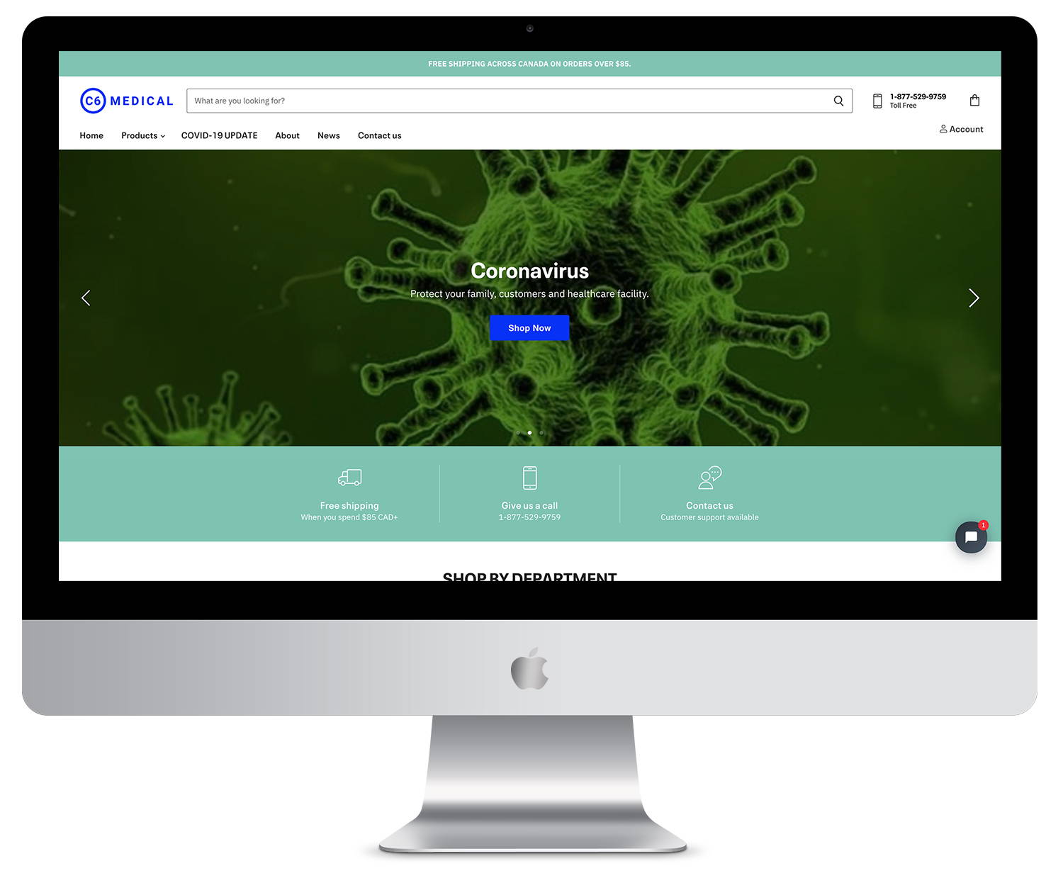 shopify development services for mirrors and medical website screenshot