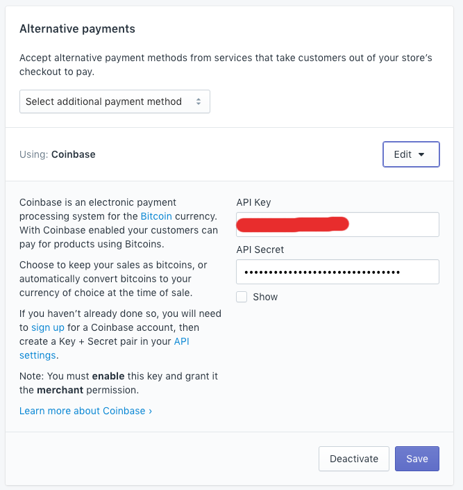 coinbase create api key shopify with api key