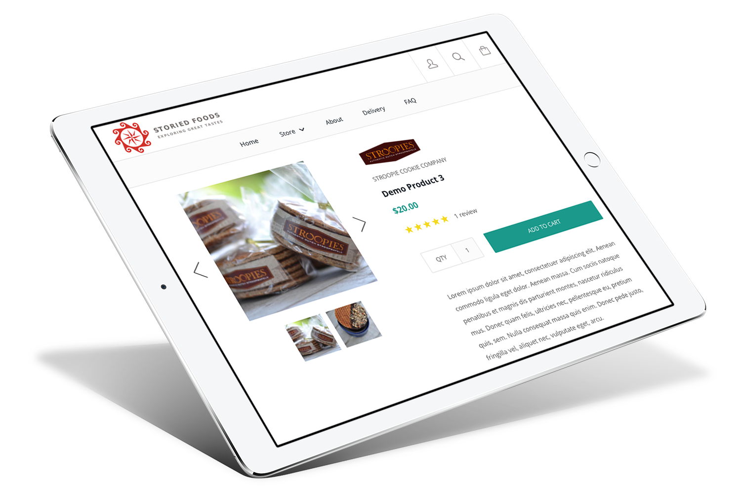shopify theme for food company screenshots