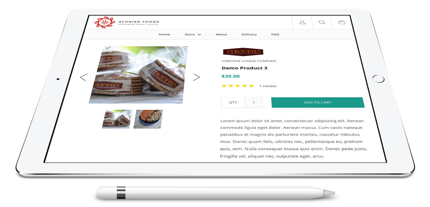 shopify theme for food company screenshots