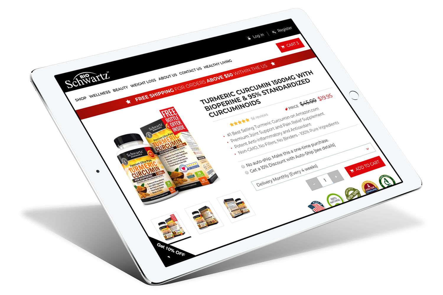 Shopify Design & Development for supplement website screenshot