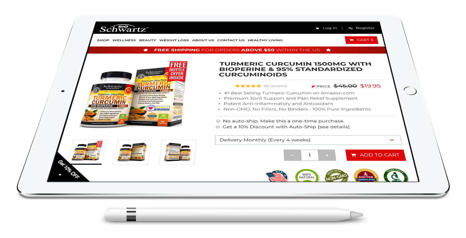 Shopify Design & Development for supplement website screenshot