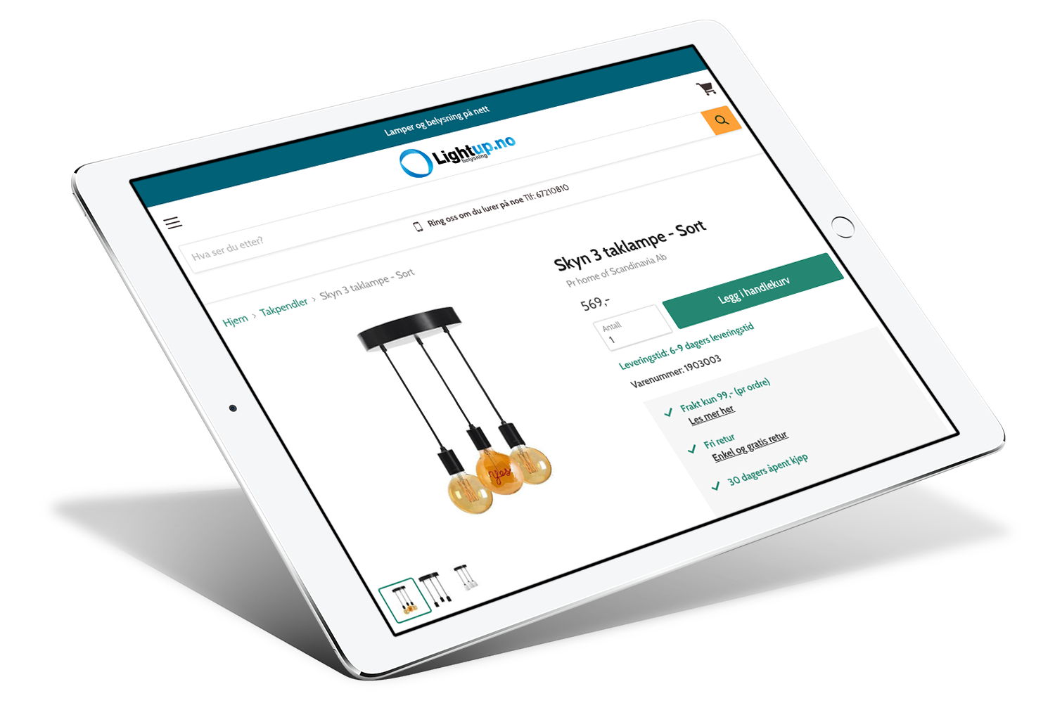 shopify development screenshot for lighting company