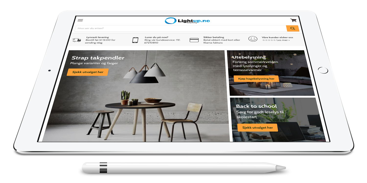 shopify development screenshot for lighting company