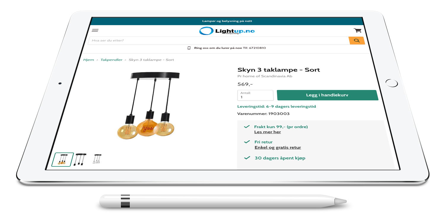 shopify development screenshot for lighting company