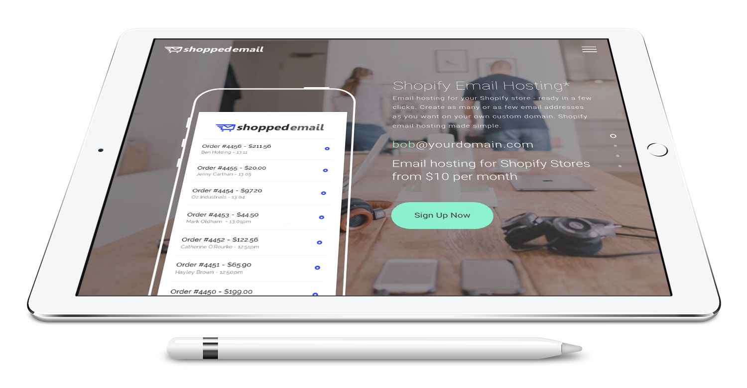shopify email hosting screenshot