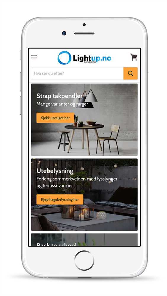 shopify development screenshot for lighting company