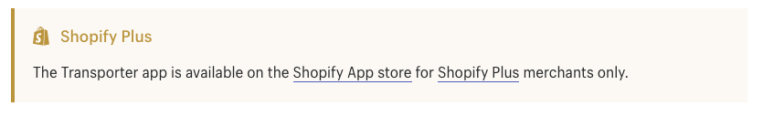 shopify transporter app
