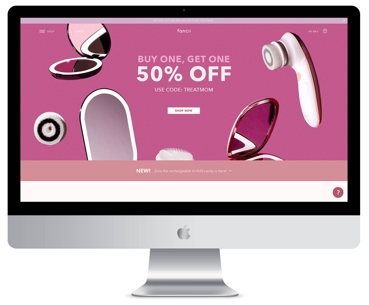 shopify development services for mirrors and makeup website screenshot