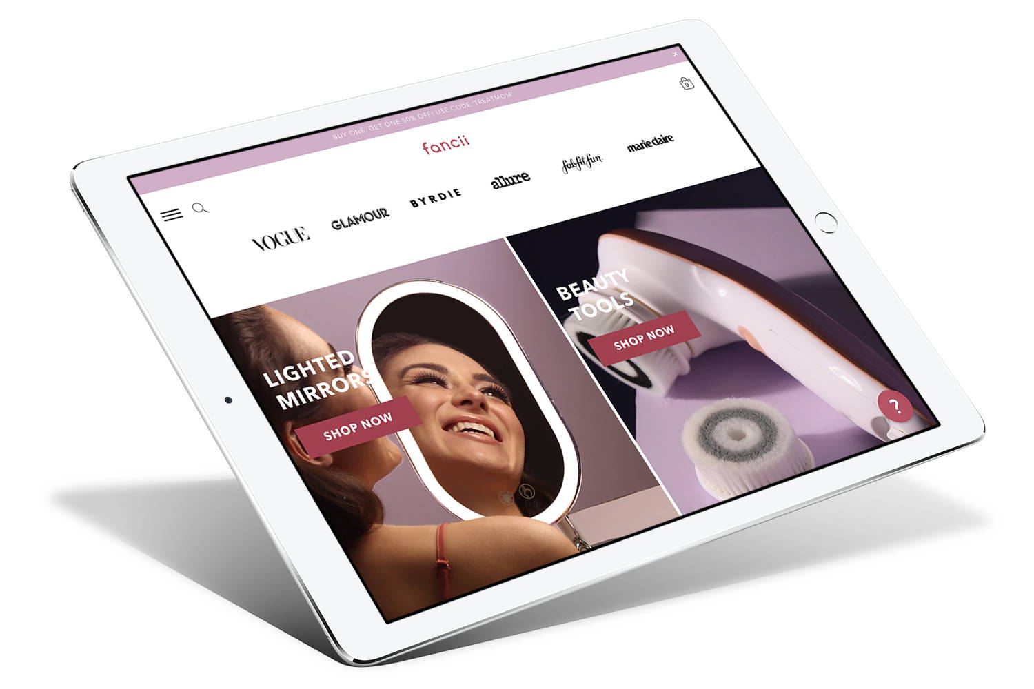 shopify development services for mirrors and makeup website screenshot