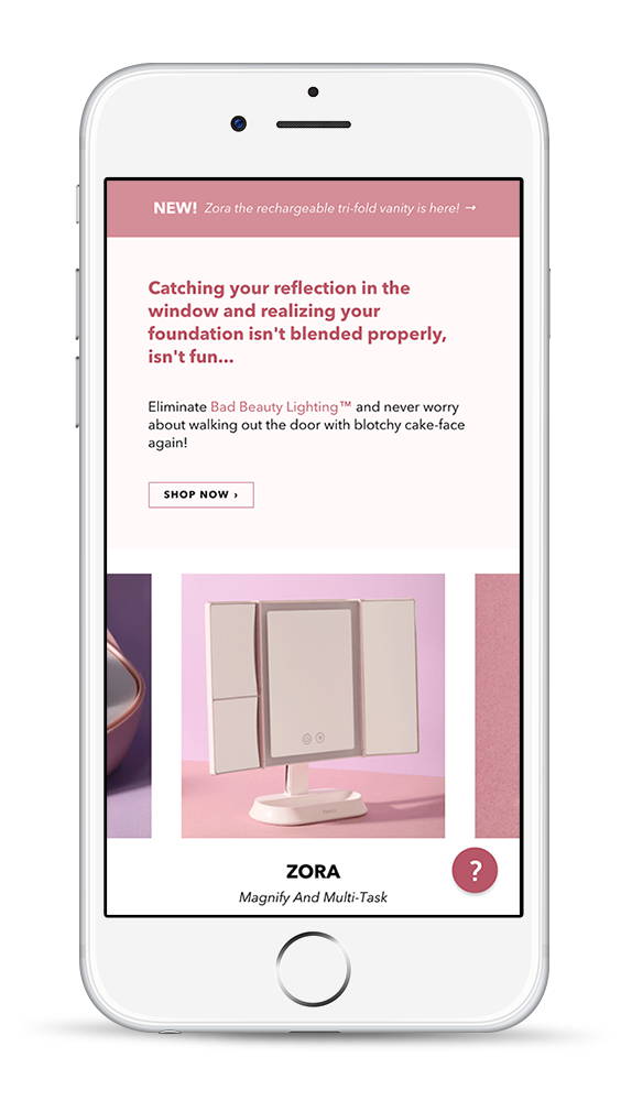 shopify development services for mirrors and makeup website screenshot
