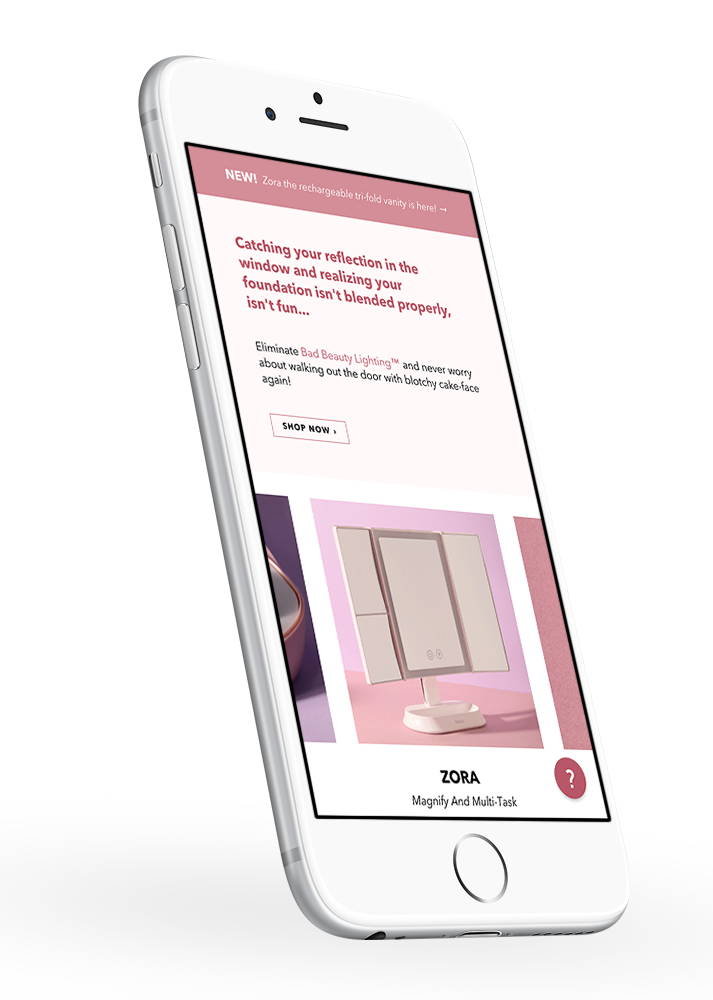 shopify development services for mirrors and makeup website screenshot