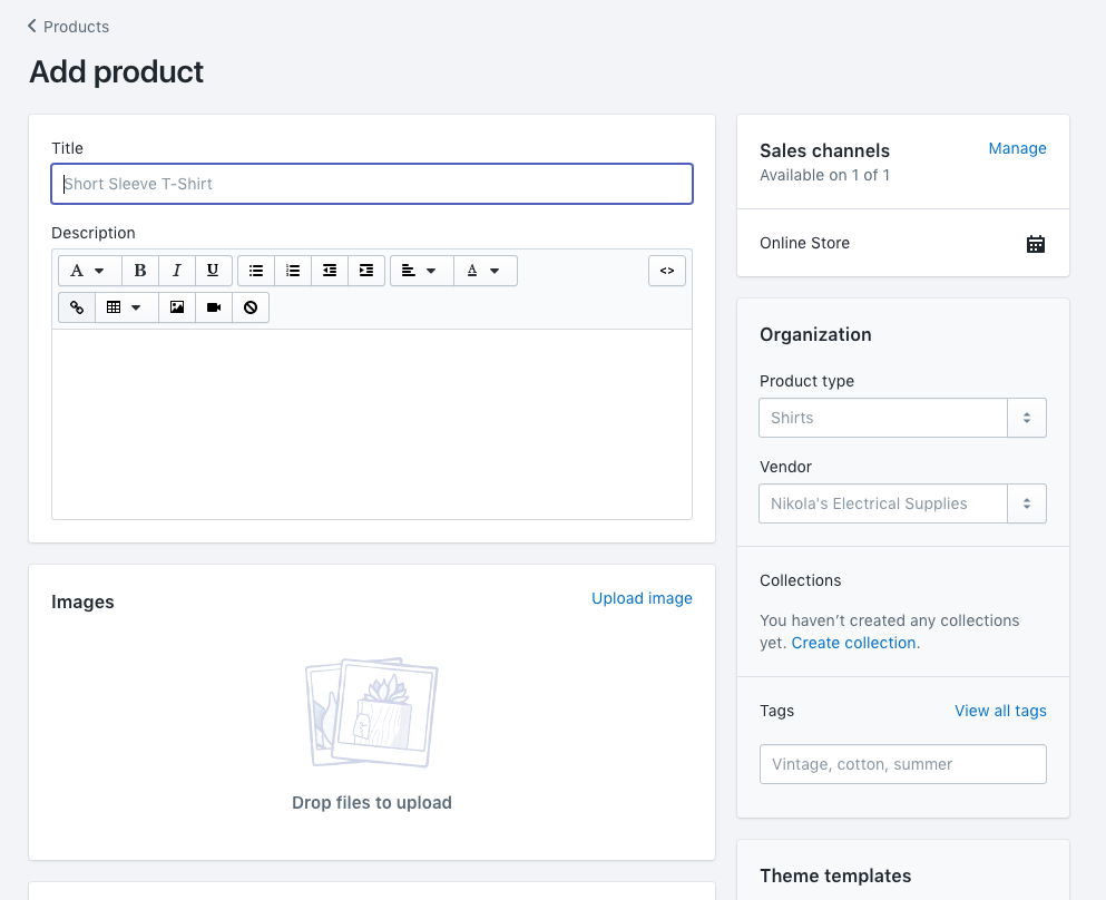 shopify create product for facebook